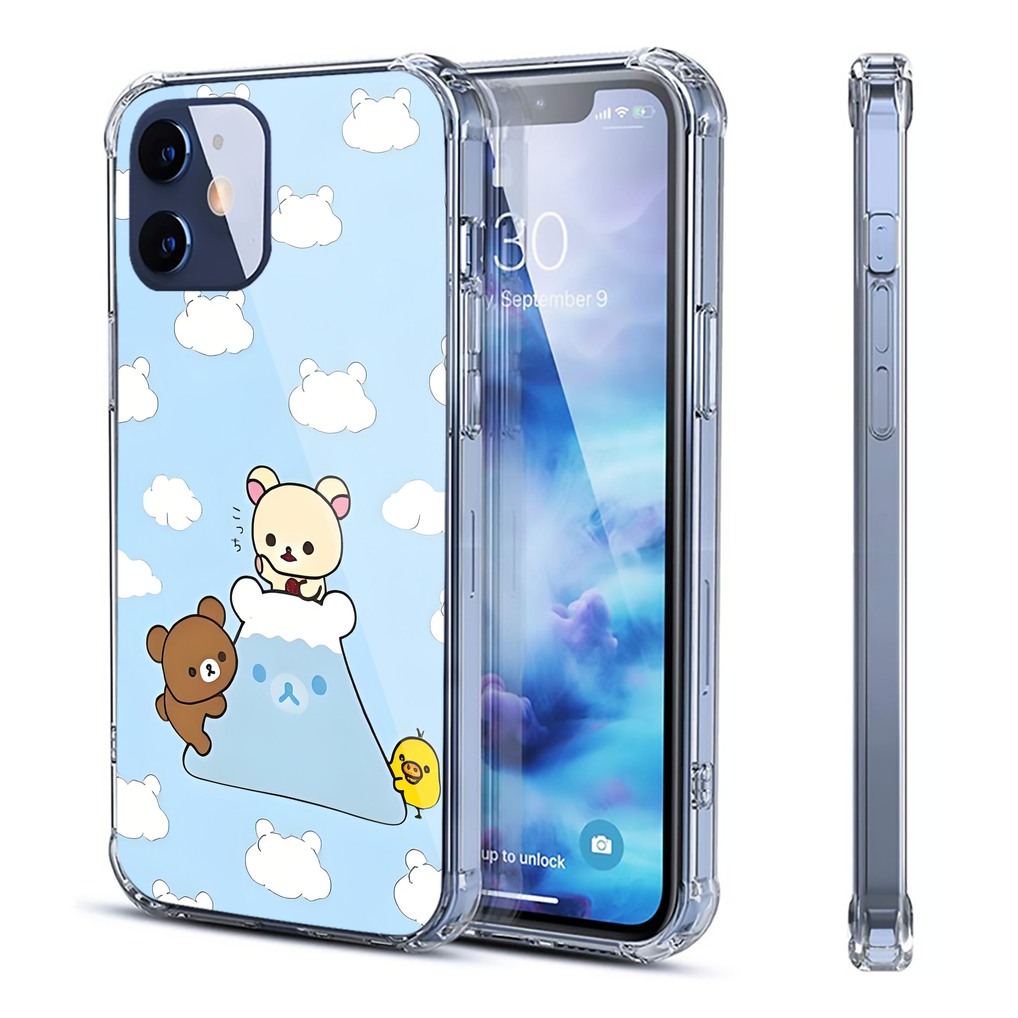 （画像用） リラックマ リラックマ キイロイトリ Rilakkuma Korilakkuma Kiiroitori 【iPhone 12シリーズ対応】透明スマホケース（クリアソフトケース）